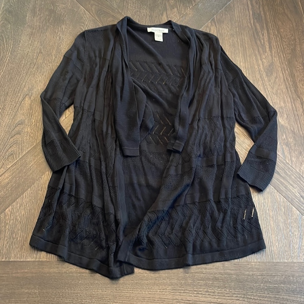 White House Black Market Black Open Front Sweater Small